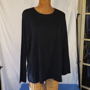Ladies CROFT & BARROW Classic Tee Long Sleeve Crew Neck in Black - 2X